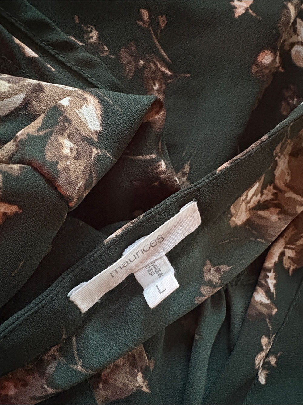 Maurices Dark Green Floral Split-Neck Blouse - Picture 4 of 4